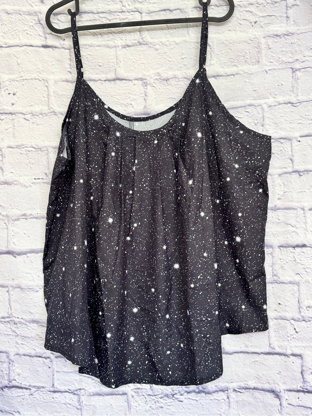 Black Starry Print Spaghetti Strap Women's Top